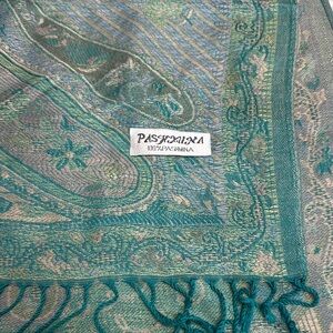 Pashmina Teal and Gray Paisley Wrap